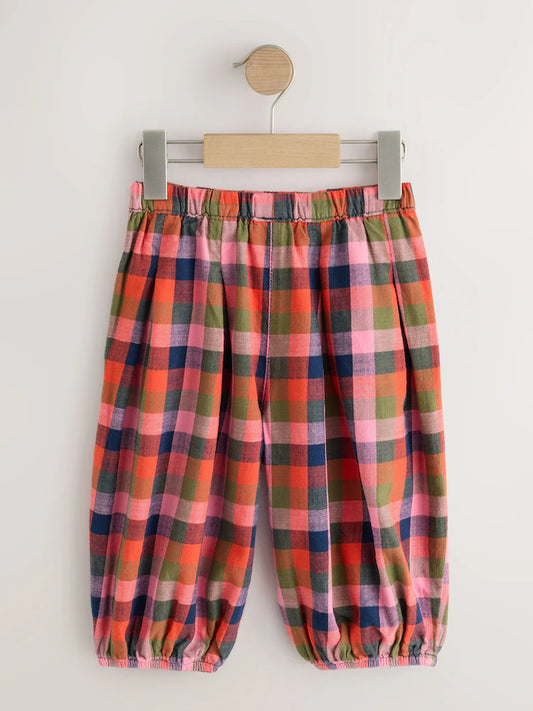 |Girl| Calça Saruel Xadrez Multicor (Rosa/Azul-Marinho) (3 meses a 7 anos)