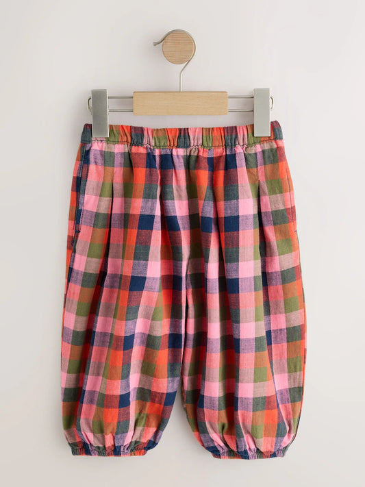 |Girl| Calça Saruel Xadrez Multicor (Rosa/Azul-Marinho) (3 meses a 7 anos)