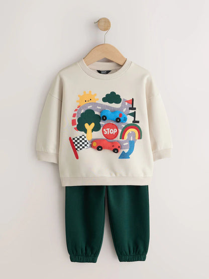 |Boy| Conjunto Jogger Cru com Gola Careca (3 meses a 7 anos)