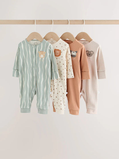 |BabyBoy| Kit com 4 Macacões de Bebé Safari em Tons Neutros (0 meses a 3 anos)