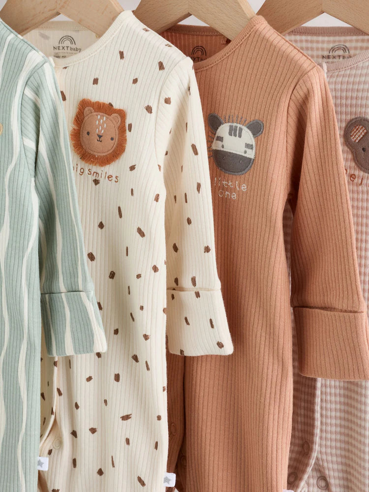 |BabyBoy| Kit com 4 Macacões de Bebé Safari em Tons Neutros (0 meses a 3 anos)