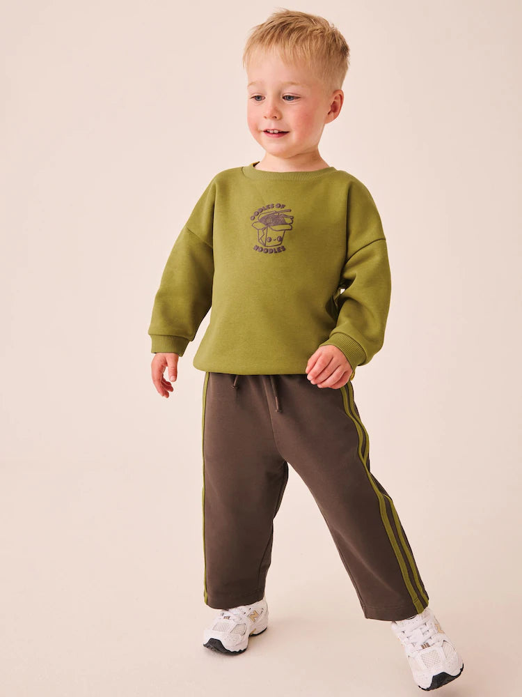 |Boy| Conjunto Jogger Verde-Oliva com Gola Careca (3 meses a 7 anos)