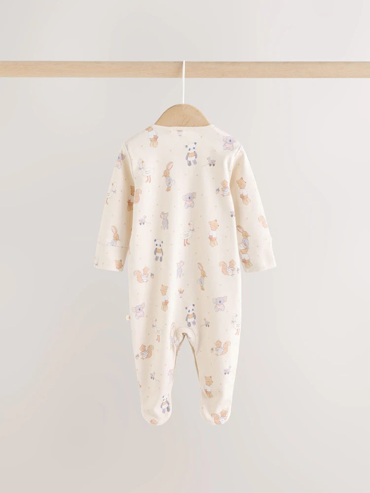 |BabyBoy| Kit Com 3 Macacões De Bebê Com Estampa de Animais (Cores Neutras) – 0 a 2 Anos