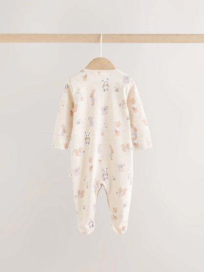 |BabyBoy| Kit Com 3 Macacões De Bebê Com Estampa de Animais (Cores Neutras) – 0 a 2 Anos