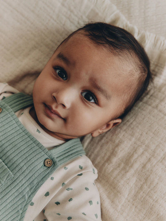 |BabyBoy| Conjunto De Jardineira e Body Verde Para Bebê (0 meses a 2 anos)