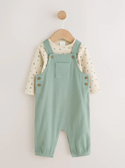 |BabyBoy| Conjunto De Jardineira e Body Verde Para Bebê (0 meses a 2 anos)