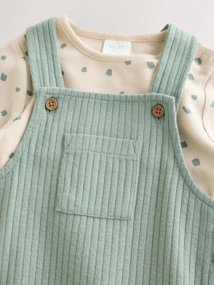 |BabyBoy| Conjunto De Jardineira e Body Verde Para Bebê (0 meses a 2 anos)