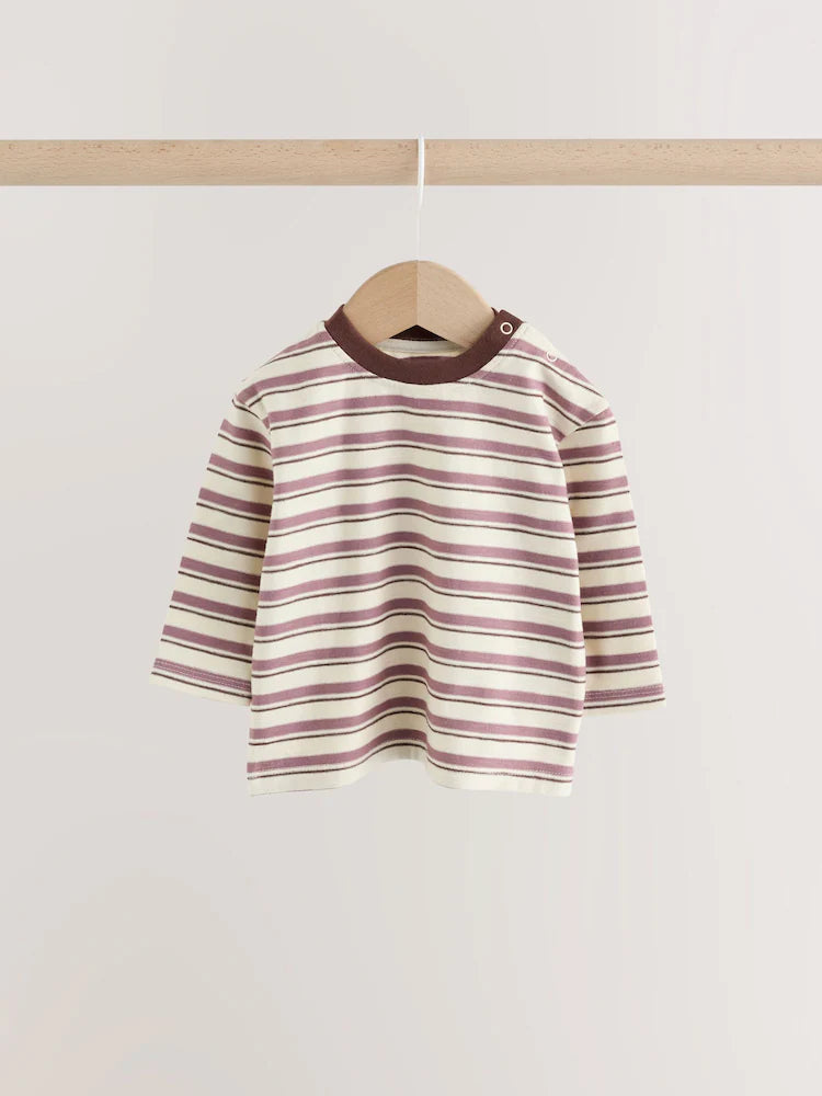 |BabyBoy| Kit Com 4 Camisetas De Manga Longa Listradas Azul/Verde Para Bebês (0 meses a 2 anos)
