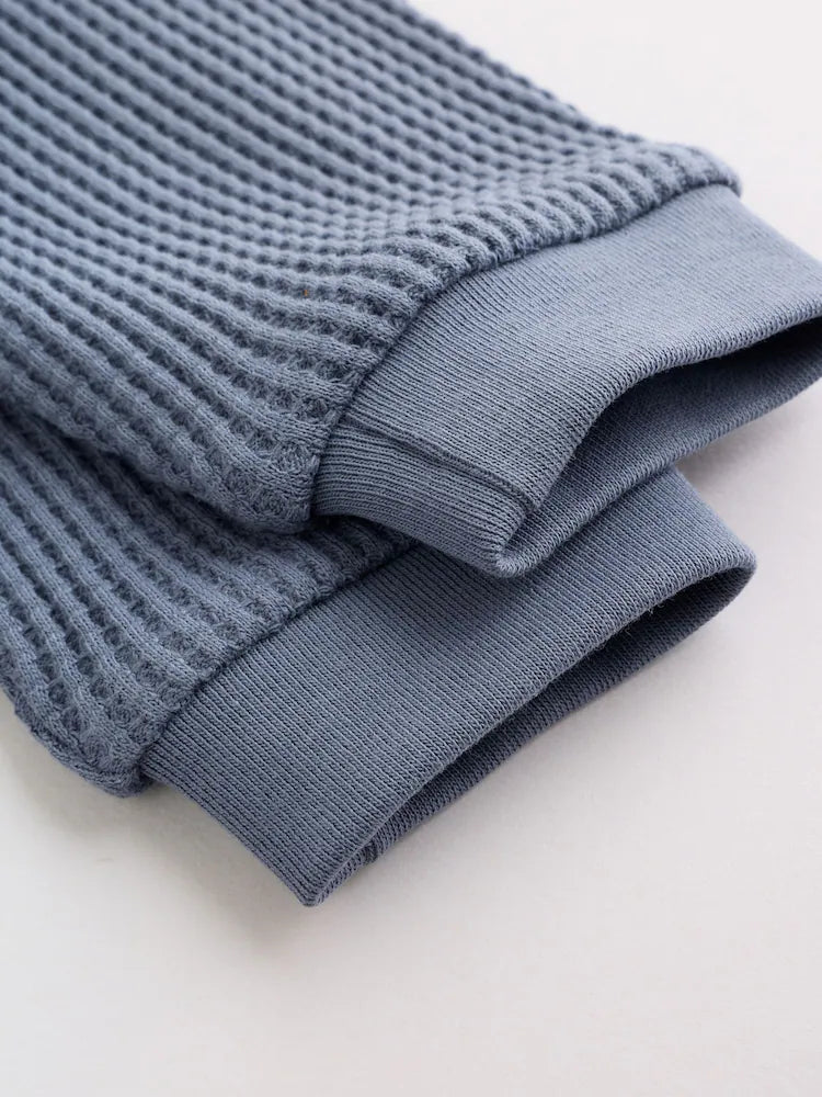 |BabyBoy| Conjunto De Blusa Texturizada e Legging Azul Para Bebês (0 meses a 2 anos)