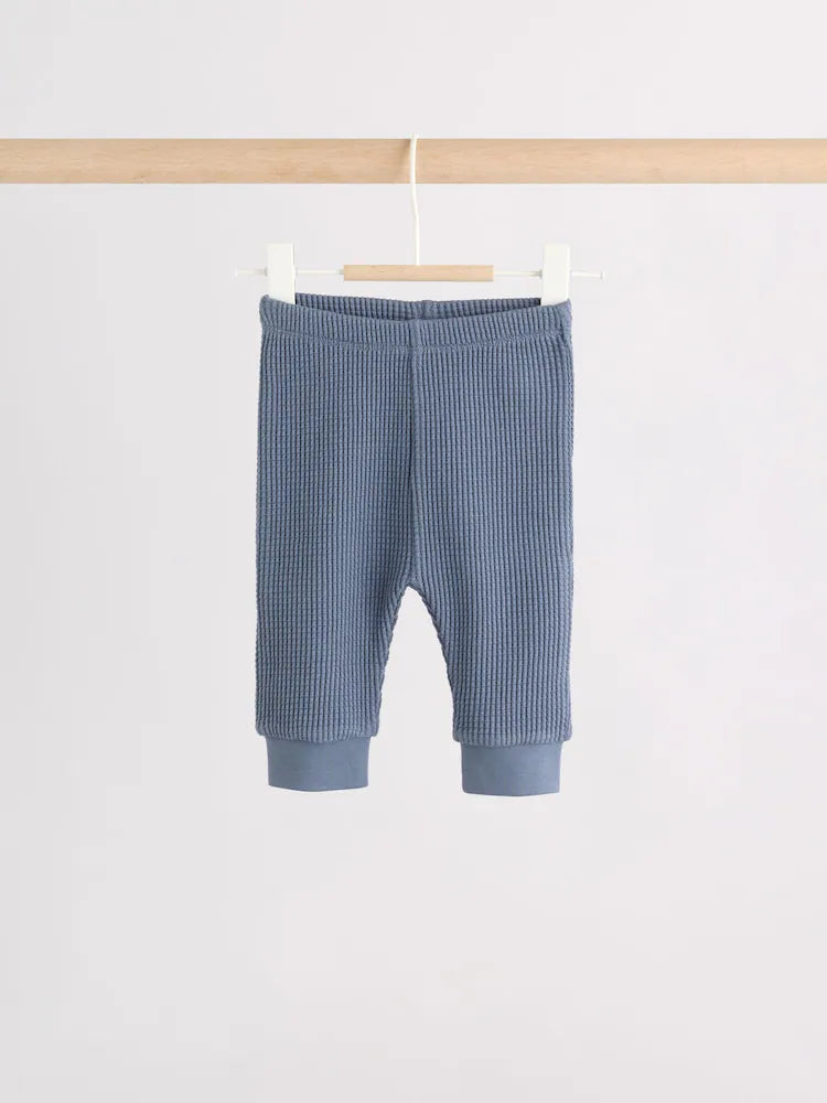 |BabyBoy| Conjunto De Blusa Texturizada e Legging Azul Para Bebês (0 meses a 2 anos)