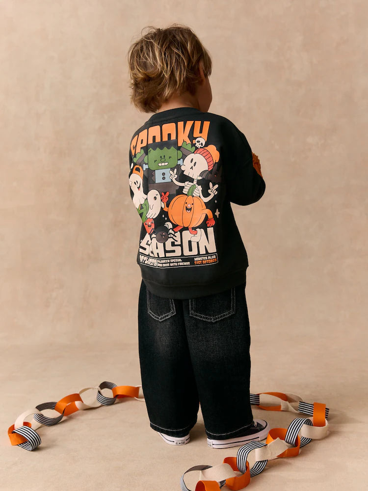 |Boy| Moletom Gola Careca Cinza-Chumbo Com Estampa Corrida (3 meses a 7 anos)