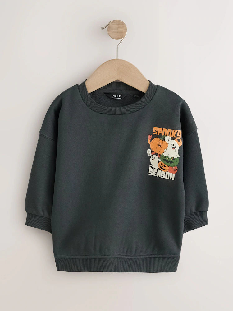 |Boy| Moletom Gola Careca Cinza-Chumbo Com Estampa Corrida (3 meses a 7 anos)