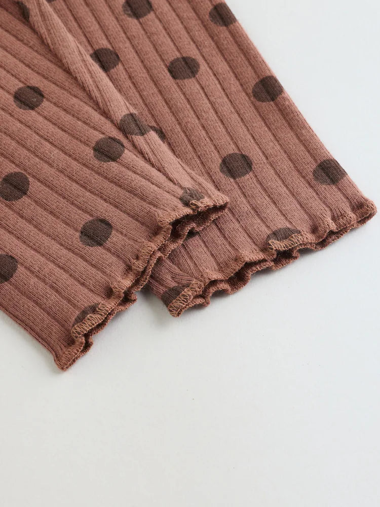 |BabyGirl| Conjunto De Moletom e Legging Para Bebê Com Estampa De Bolinhas Marrom Chocolate (2 peças, de 0 meses a 2 anos)