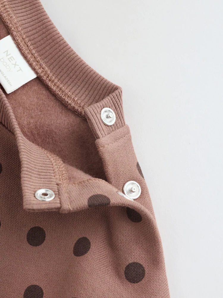 |BabyGirl| Conjunto De Moletom e Legging Para Bebê Com Estampa De Bolinhas Marrom Chocolate (2 peças, de 0 meses a 2 anos)