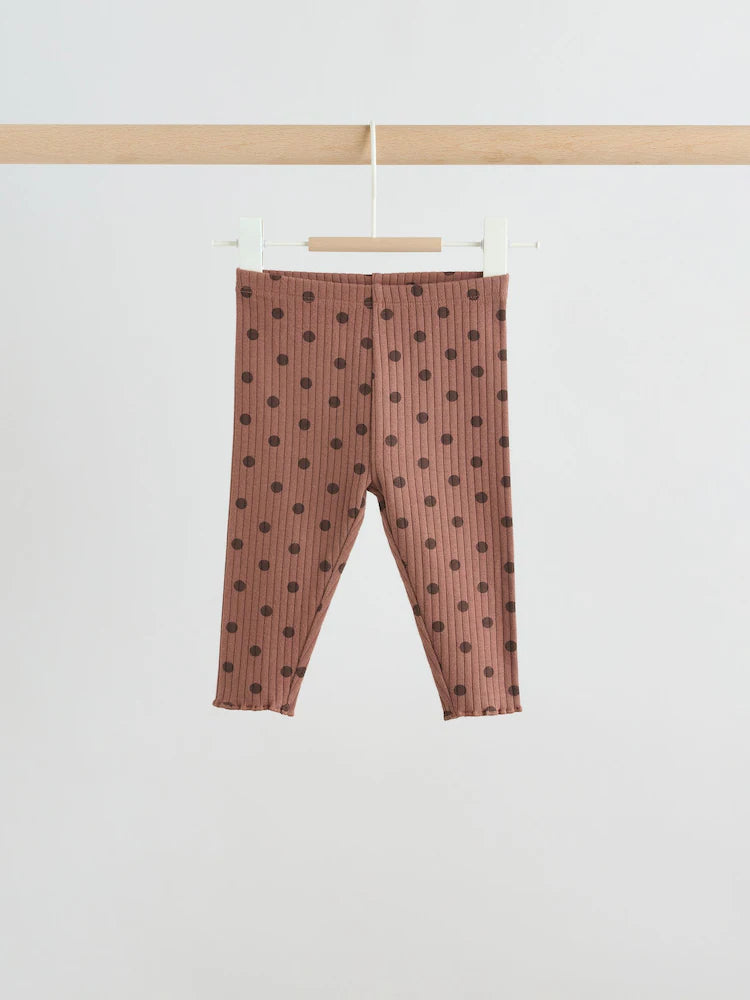 |BabyGirl| Conjunto De Moletom e Legging Para Bebê Com Estampa De Bolinhas Marrom Chocolate (2 peças, de 0 meses a 2 anos)
