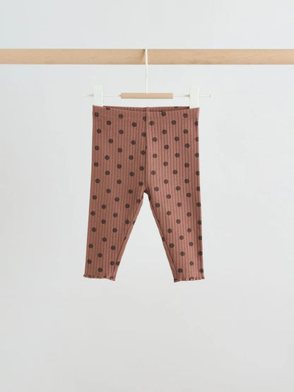 |BabyGirl| Conjunto De Moletom e Legging Para Bebê Com Estampa De Bolinhas Marrom Chocolate (2 peças, de 0 meses a 2 anos)