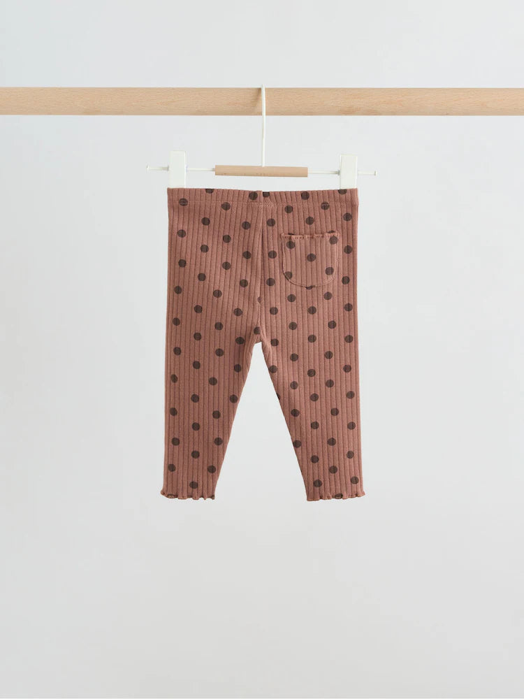 |BabyGirl| Conjunto De Moletom e Legging Para Bebê Com Estampa De Bolinhas Marrom Chocolate (2 peças, de 0 meses a 2 anos)