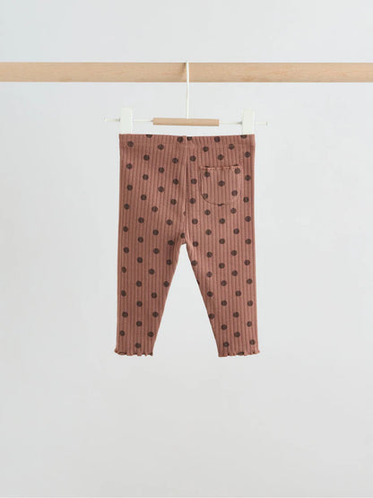 |BabyGirl| Conjunto De Moletom e Legging Para Bebê Com Estampa De Bolinhas Marrom Chocolate (2 peças, de 0 meses a 2 anos)