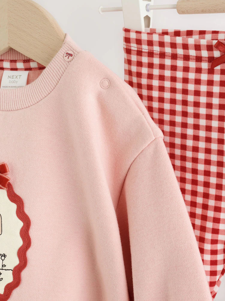 |BabyGirl| Conjunto de Moletom e Legging com Estampa de Coelhinho Rosa (0 meses a 2 anos)