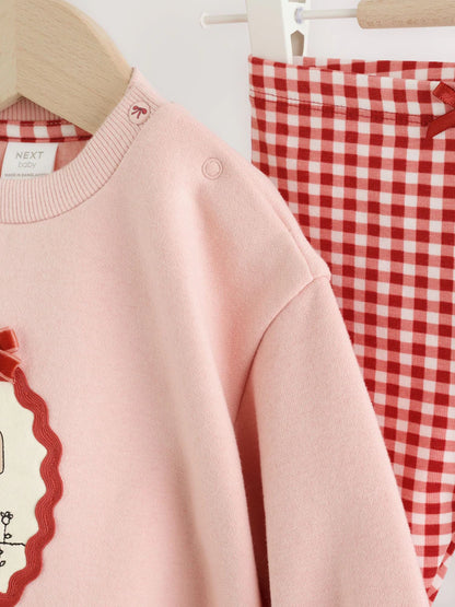 |BabyGirl| Conjunto de Moletom e Legging com Estampa de Coelhinho Rosa (0 meses a 2 anos)