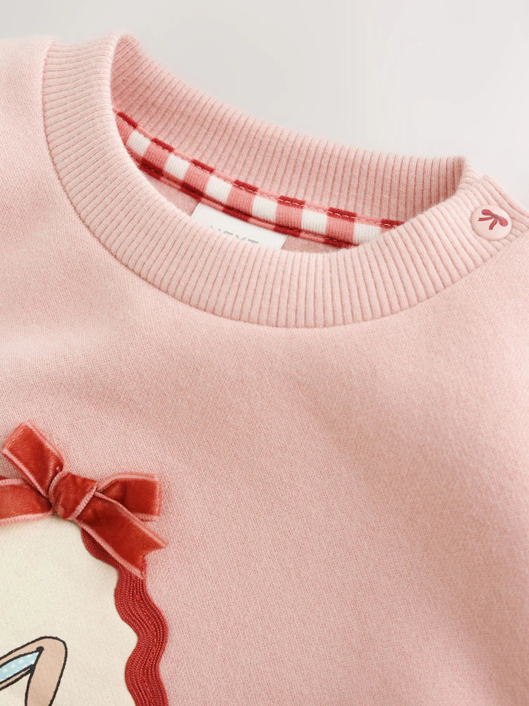 |BabyGirl| Conjunto de Moletom e Legging com Estampa de Coelhinho Rosa (0 meses a 2 anos)