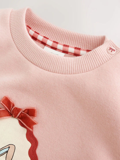 |BabyGirl| Conjunto de Moletom e Legging com Estampa de Coelhinho Rosa (0 meses a 2 anos)