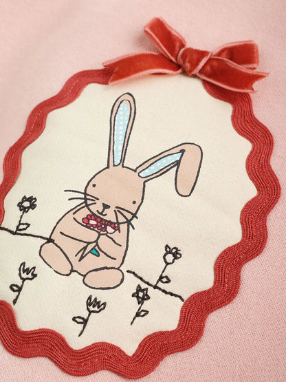 |BabyGirl| Conjunto de Moletom e Legging com Estampa de Coelhinho Rosa (0 meses a 2 anos)
