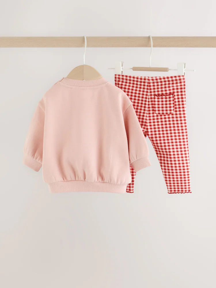 |BabyGirl| Conjunto de Moletom e Legging com Estampa de Coelhinho Rosa (0 meses a 2 anos)