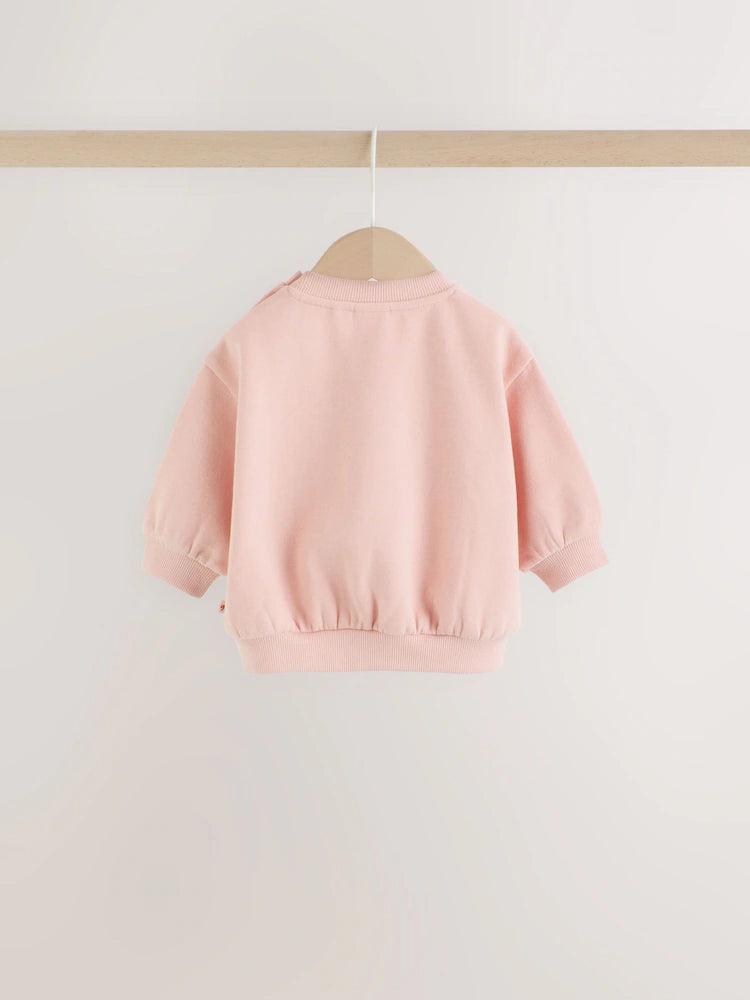 |BabyGirl| Conjunto de Moletom e Legging com Estampa de Coelhinho Rosa (0 meses a 2 anos)