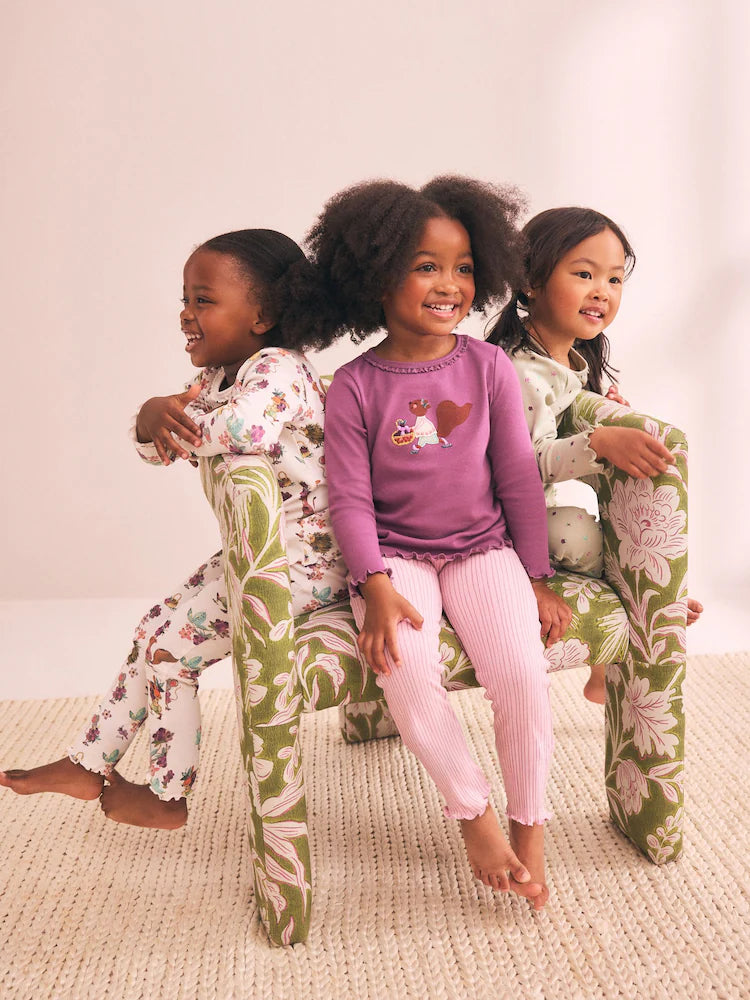 |Girl| Kit com 3 Pijamas Aconchegantes Roxos/Verdes (9 meses a 12 anos)