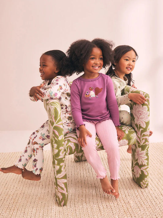|Girl| Kit com 3 Pijamas Aconchegantes Roxos/Verdes (9 meses a 12 anos)