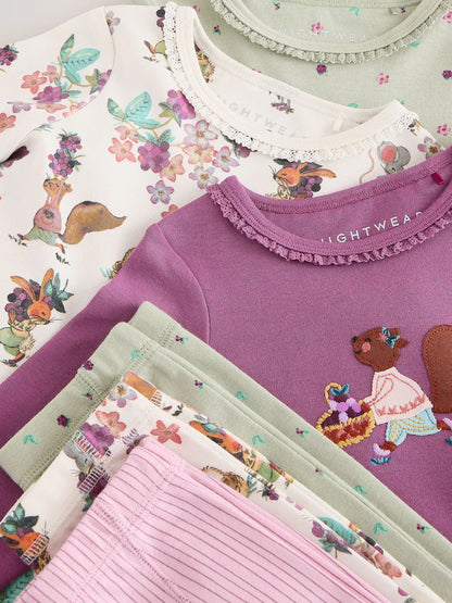 |Girl| Kit com 3 Pijamas Aconchegantes Roxos/Verdes (9 meses a 12 anos)
