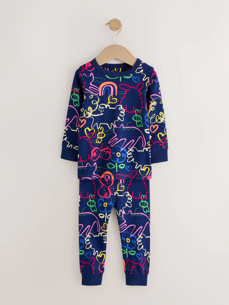 |Girl| Kit com 3 Pijamas Aconchegantes Rosa/Azul (9 meses a 12 anos)
