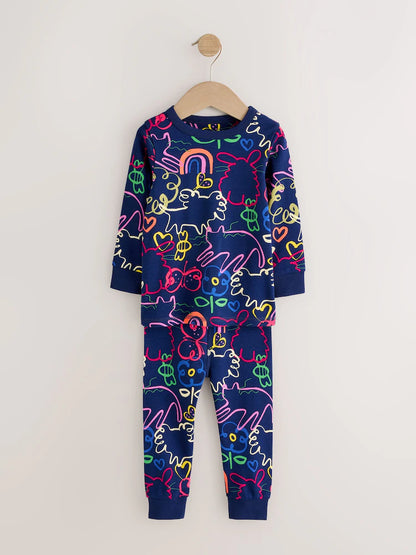|Girl| Kit com 3 Pijamas Aconchegantes Rosa/Azul (9 meses a 12 anos)