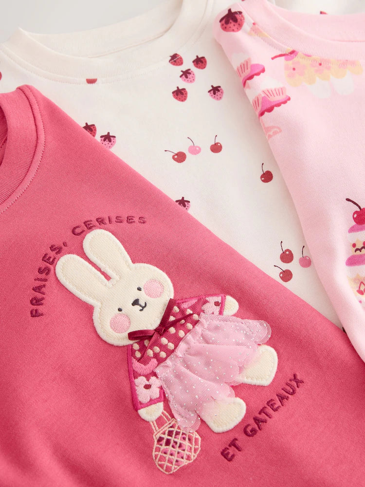 |Girl| Kit com 3 Pijamas Aconchegantes Rosa (9 meses a 12 anos)