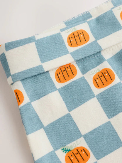 |BabyBoy| Conjunto De Blusa e Legging para Bebé com Estampado de Abóboras Azuis (0 meses a 2 anos)