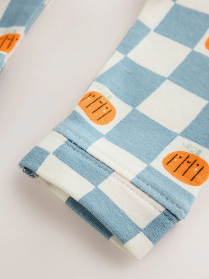 |BabyBoy| Conjunto De Blusa e Legging para Bebé com Estampado de Abóboras Azuis (0 meses a 2 anos)