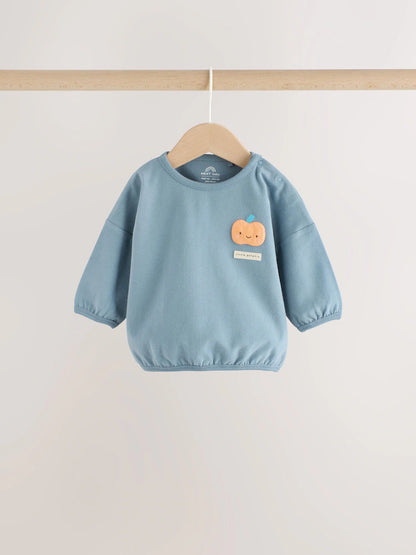 |BabyBoy| Conjunto De Blusa e Legging para Bebé com Estampado de Abóboras Azuis (0 meses a 2 anos)
