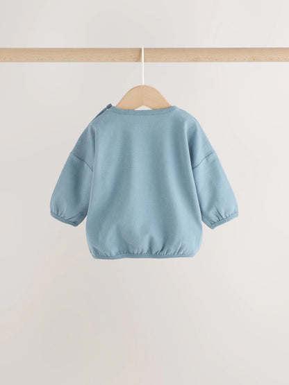 |BabyBoy| Conjunto De Blusa e Legging para Bebé com Estampado de Abóboras Azuis (0 meses a 2 anos)
