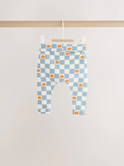 |BabyBoy| Conjunto De Blusa e Legging para Bebé com Estampado de Abóboras Azuis (0 meses a 2 anos)
