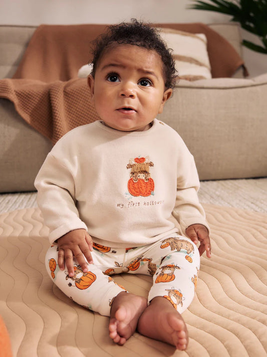 |BabyBoy| Conjunto de Blusa e Legging "My First Halloween" – Modelo Hamish (Unissex, 0-18 meses)