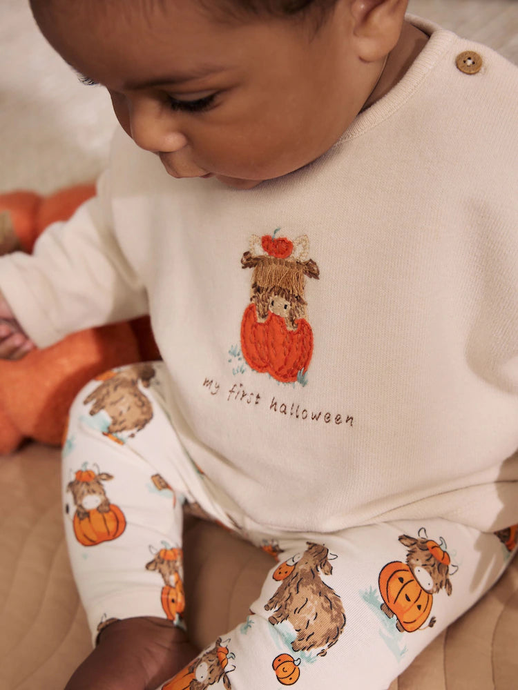 |BabyBoy| Conjunto de Blusa e Legging "My First Halloween" – Modelo Hamish (Unissex, 0-18 meses)