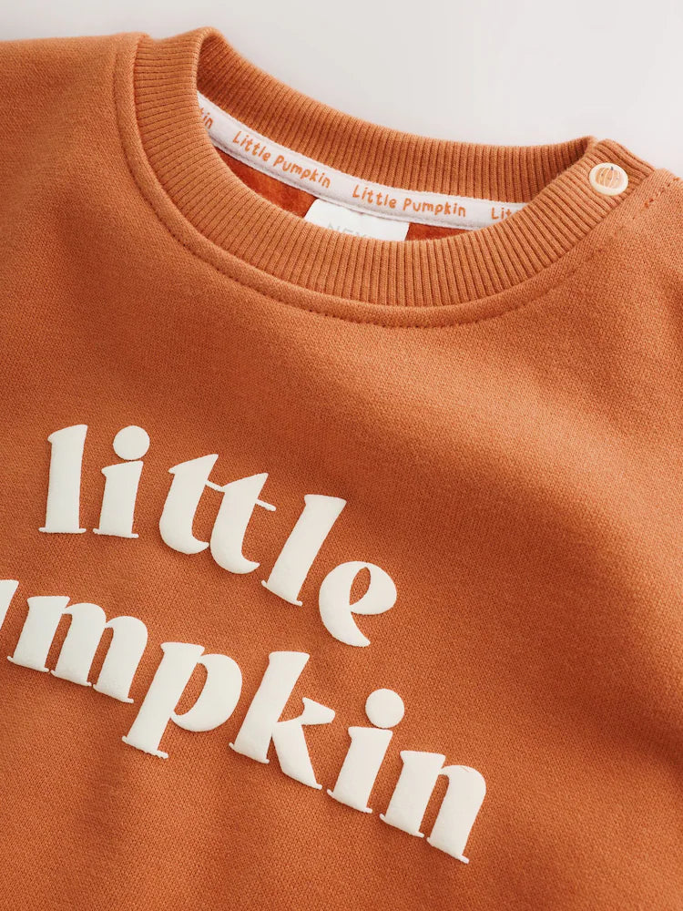 |BabyBoy| Conjunto De Moletom e Legging Para Bebê "Little Pumpkin" Laranja (0 meses a 2 anos)
