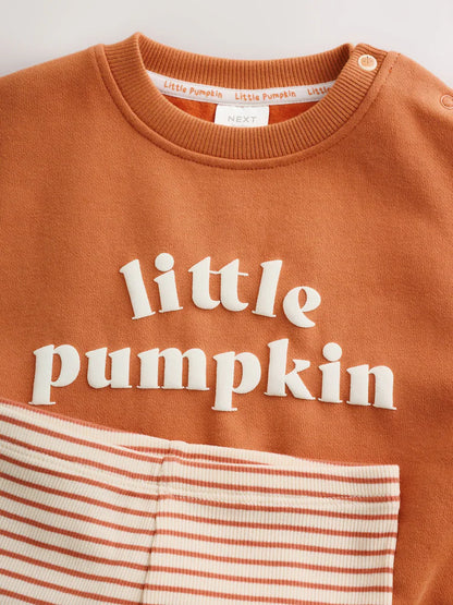 |BabyBoy| Conjunto De Moletom e Legging Para Bebê "Little Pumpkin" Laranja (0 meses a 2 anos)
