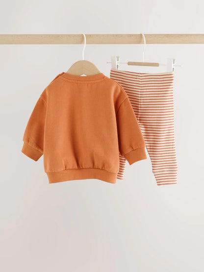 |BabyBoy| Conjunto De Moletom e Legging Para Bebê "Little Pumpkin" Laranja (0 meses a 2 anos)