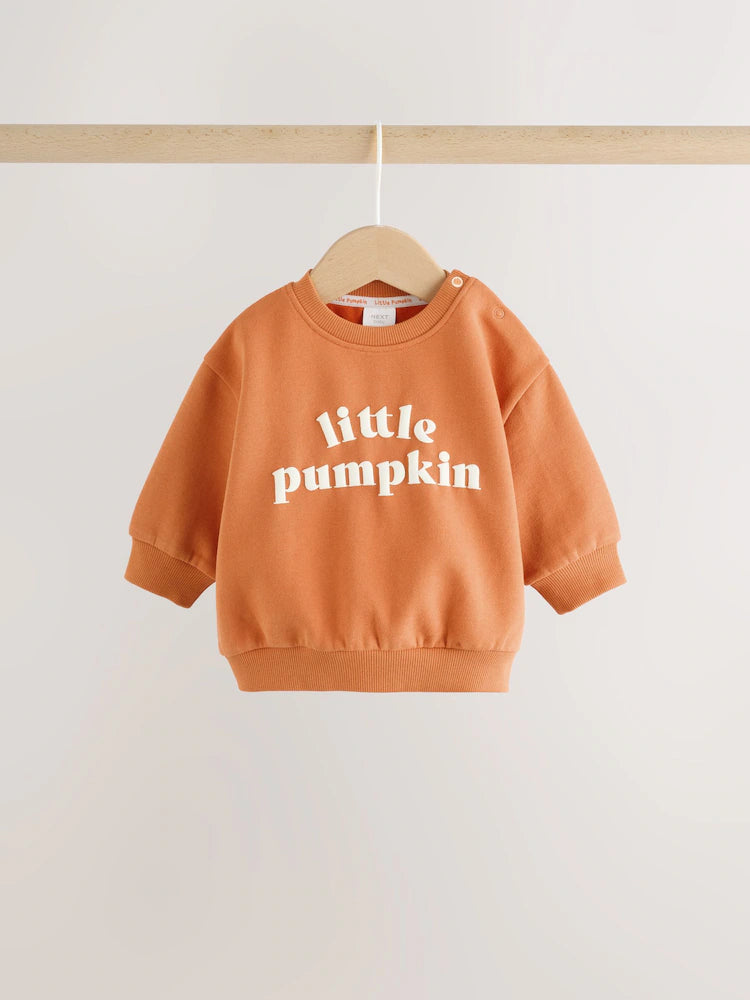 |BabyBoy| Conjunto De Moletom e Legging Para Bebê "Little Pumpkin" Laranja (0 meses a 2 anos)
