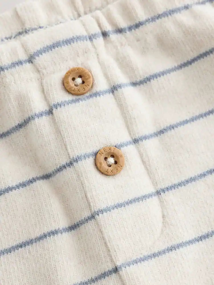 |BabyBoy| Conjunto de Blusa Listrada e Legging para Bebê – Azul/Creme (0 meses a 2 anos)