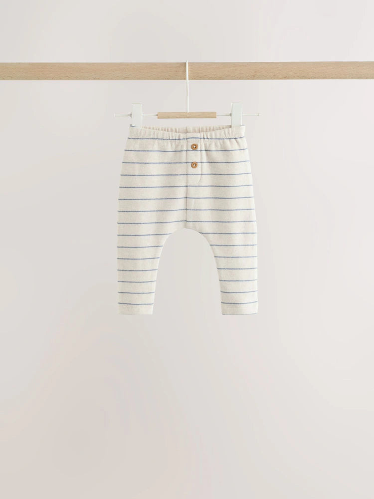 |BabyBoy| Conjunto de Blusa Listrada e Legging para Bebê – Azul/Creme (0 meses a 2 anos)