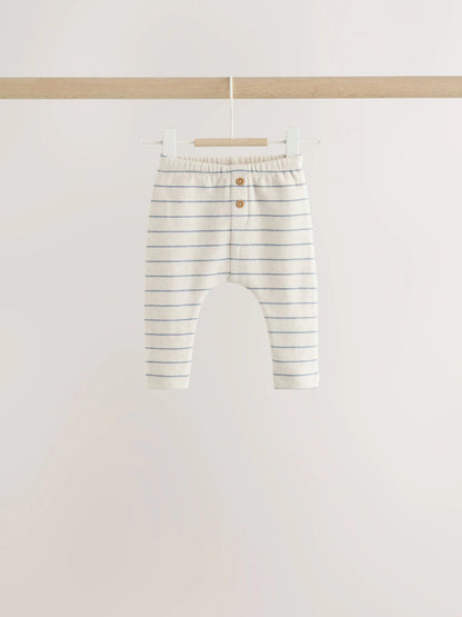 |BabyBoy| Conjunto de Blusa Listrada e Legging para Bebê – Azul/Creme (0 meses a 2 anos)
