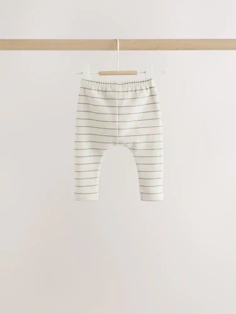 |BabyBoy| Conjunto de Blusa Listrada e Legging para Bebê – Azul/Creme (0 meses a 2 anos)